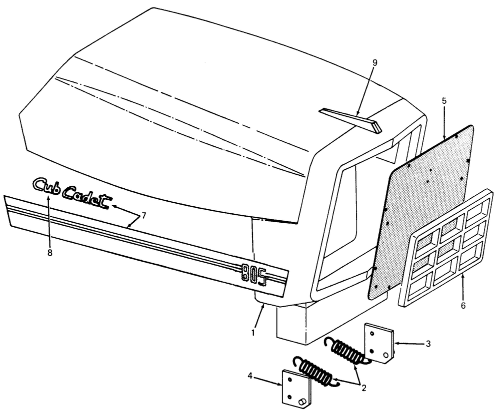Hood And Grille Diagram and Parts List for 1105 0350039U-135292100-135292399-136292100 Cub Cadet Lawn Tractor